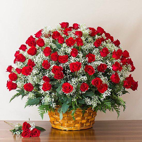 Red Rose Basket - flower basker